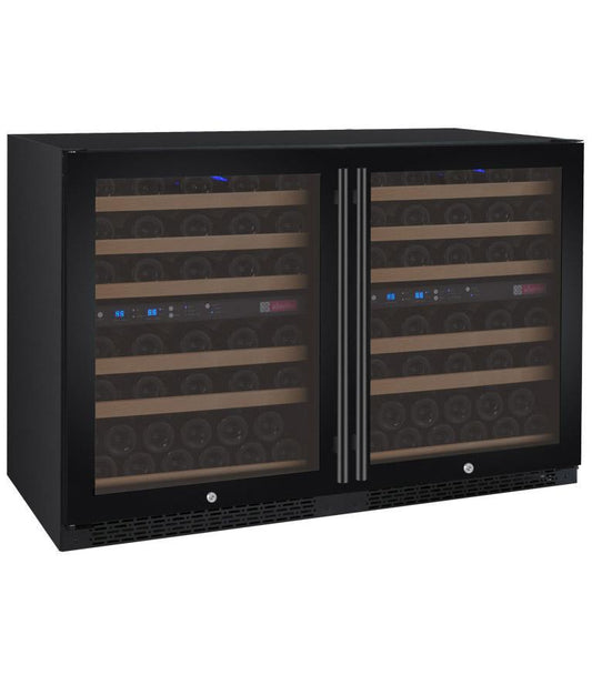 Allavino Wine & Beverage Centers Wide FlexCount II Tru-Vino 112 Bottle Four Zone Black Side-by-Side Wine Refrigerator - 2X-VSWR56-2B20