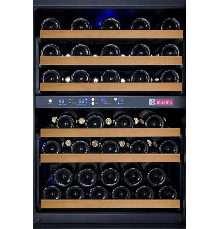 Allavino Wine & Beverage Centers Wide FlexCount II Tru-Vino 112 Bottle Four Zone Black Side-by-Side Wine Refrigerator - 2X-VSWR56-2B20 Allavino Wine & Beverage Centers Wide FlexCount II Tru-Vino 112 Bottle Four Zone Black Side-by-Side Wine Refrigerator - 2X-VSWR56-2B20