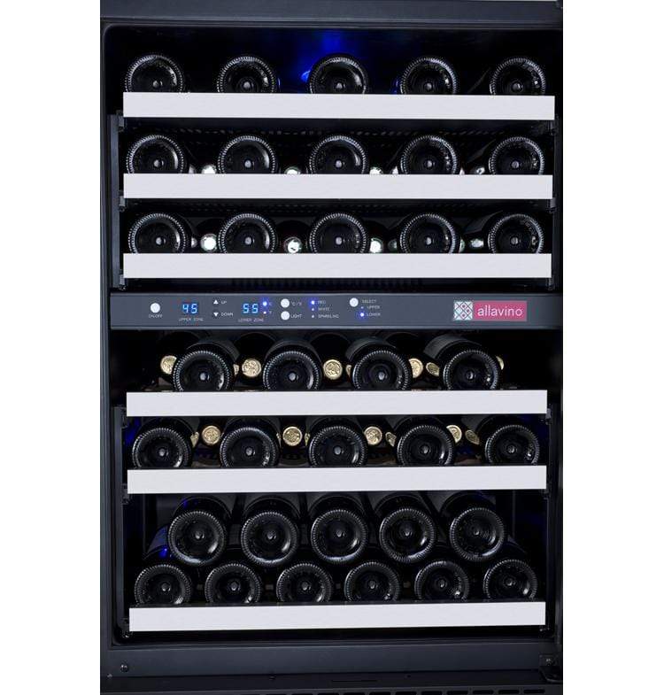 Allavino Wine & Beverage Centers Wide FlexCount II Tru-Vino 112 Bottle Four Zone Stainless Steel Side-by-Side Wine Refrigerator - 2X-VSWR56-2S20 Allavino Wine & Beverage Centers Wide FlexCount II Tru-Vino 112 Bottle Four Zone Stainless Steel Side-by-Side Wine Refrigerator - 2X-VSWR56-2S20