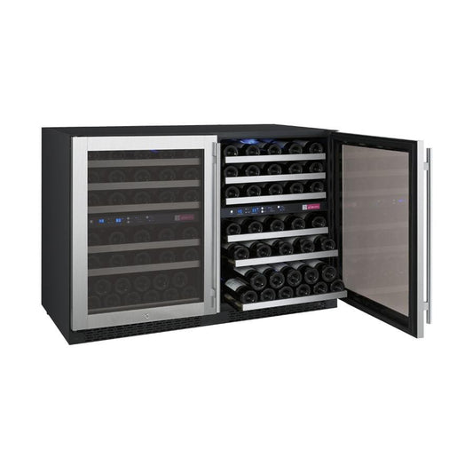 Allavino Wine & Beverage Centers Wide FlexCount II Tru-Vino 112 Bottle Four Zone Stainless Steel Side-by-Side Wine Refrigerator - 2X-VSWR56-2S20