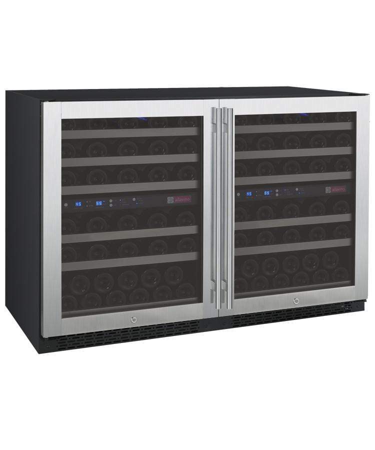 Allavino Wine & Beverage Centers Wide FlexCount II Tru-Vino 112 Bottle Four Zone Stainless Steel Side-by-Side Wine Refrigerator - 2X-VSWR56-2S20 Allavino Wine & Beverage Centers Wide FlexCount II Tru-Vino 112 Bottle Four Zone Stainless Steel Side-by-Side Wine Refrigerator - 2X-VSWR56-2S20