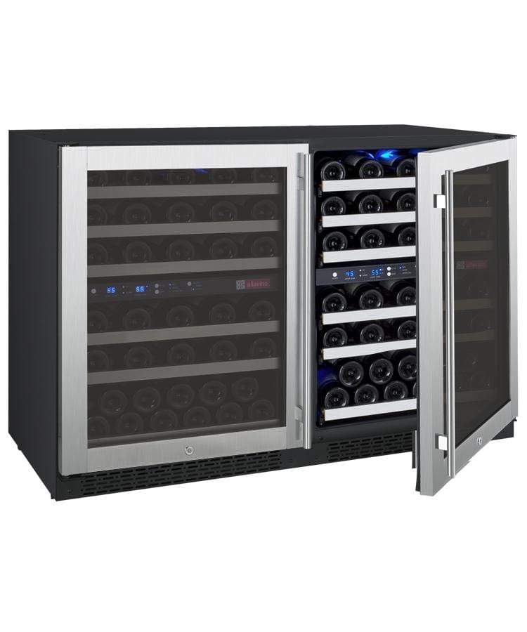 Allavino Wine & Beverage Centers Wide FlexCount II Tru-Vino 112 Bottle Four Zone Stainless Steel Side-by-Side Wine Refrigerator - 2X-VSWR56-2S20 Allavino Wine & Beverage Centers Wide FlexCount II Tru-Vino 112 Bottle Four Zone Stainless Steel Side-by-Side Wine Refrigerator - 2X-VSWR56-2S20