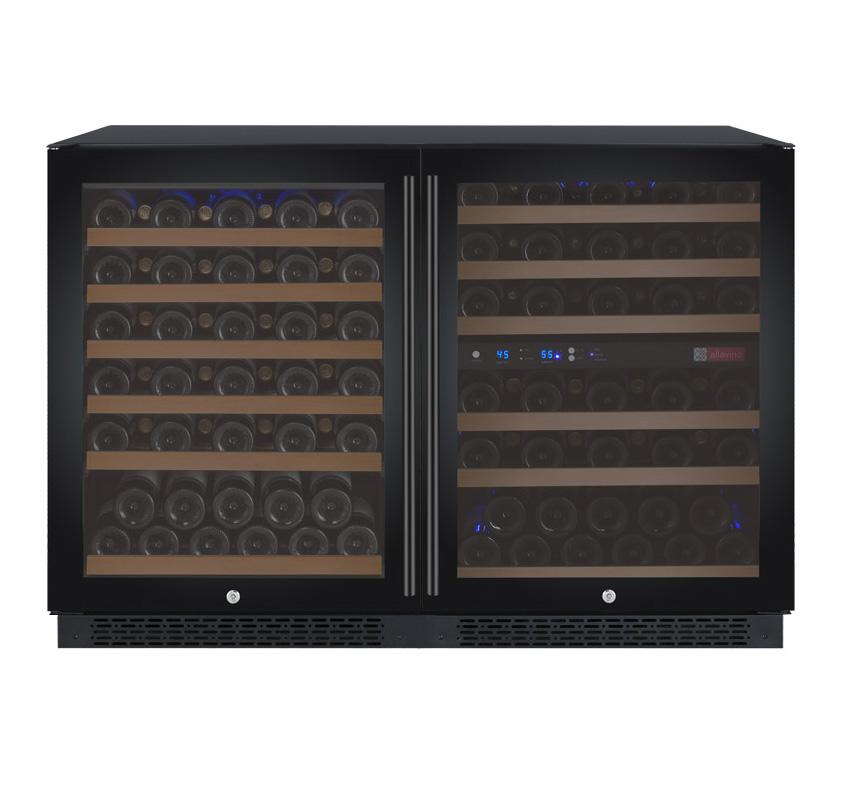 Allavino Wine & Beverage Centers Wide FlexCount II Tru-Vino 112 Bottle Three Zone Black Side-by-Side Wine Refrigerator - 3Z-VSWR5656-B20 Allavino Wine & Beverage Centers Wide FlexCount II Tru-Vino 112 Bottle Three Zone Black Side-by-Side Wine Refrigerator - 3Z-VSWR5656-B20