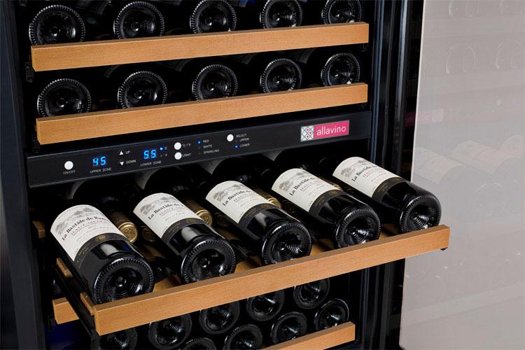 Allavino Wine & Beverage Centers Wide FlexCount II Tru-Vino 112 Bottle Three Zone Black Side-by-Side Wine Refrigerator - 3Z-VSWR5656-B20 Allavino Wine & Beverage Centers Wide FlexCount II Tru-Vino 112 Bottle Three Zone Black Side-by-Side Wine Refrigerator - 3Z-VSWR5656-B20