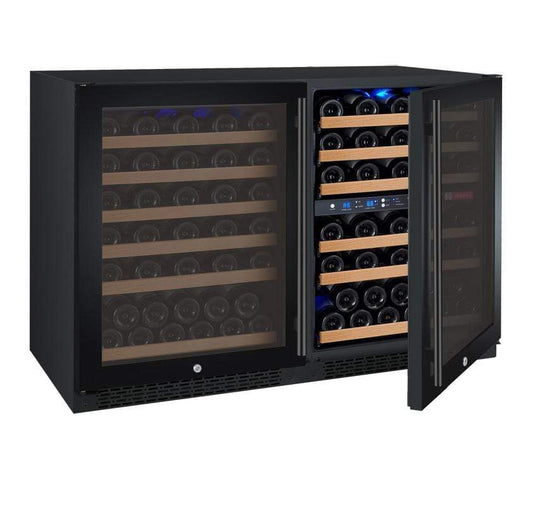 Allavino Wine & Beverage Centers Wide FlexCount II Tru-Vino 112 Bottle Three Zone Black Side-by-Side Wine Refrigerator - 3Z-VSWR5656-B20