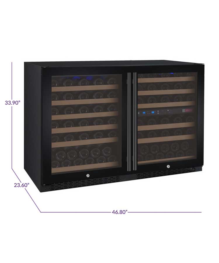 Allavino Wine & Beverage Centers Wide FlexCount II Tru-Vino 112 Bottle Three Zone Black Side-by-Side Wine Refrigerator - 3Z-VSWR5656-B20 Allavino Wine & Beverage Centers Wide FlexCount II Tru-Vino 112 Bottle Three Zone Black Side-by-Side Wine Refrigerator - 3Z-VSWR5656-B20