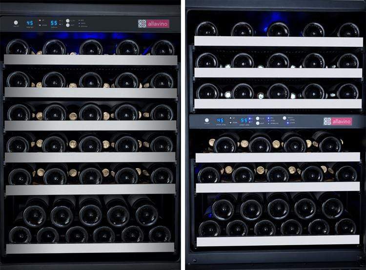 Allavino Wine & Beverage Centers Wide FlexCount II Tru-Vino 112 Bottle Three Zone Stainless Steel Side-by-Side Wine Refrigerator - 3Z-VSWR5656-S20 Allavino Wine & Beverage Centers Wide FlexCount II Tru-Vino 112 Bottle Three Zone Stainless Steel Side-by-Side Wine Refrigerator - 3Z-VSWR5656-S20