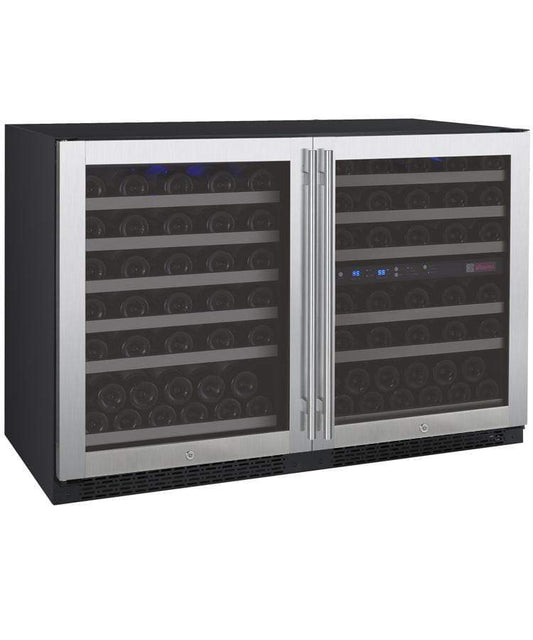 Allavino Wine & Beverage Centers Wide FlexCount II Tru-Vino 112 Bottle Three Zone Stainless Steel Side-by-Side Wine Refrigerator - 3Z-VSWR5656-S20