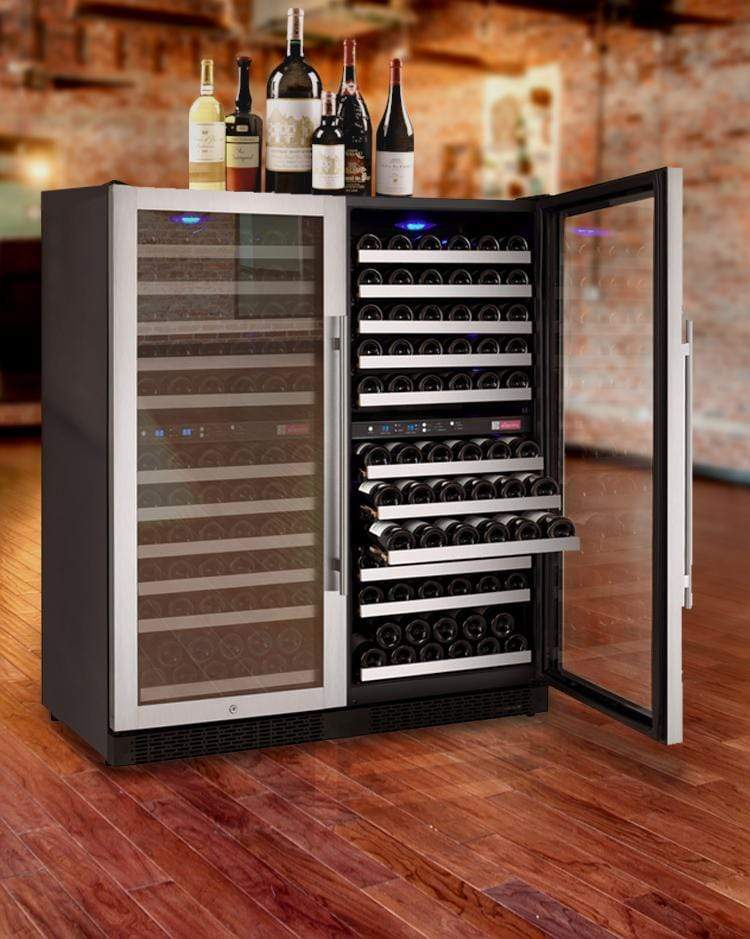Allavino Wine & Beverage Centers Wide FlexCount II Tru-Vino 242 Bottle Four Zone Stainless Steel Side-by-Side Wine Refrigerator - 2X-VSWR121-2S20 Allavino Wine & Beverage Centers Wide FlexCount II Tru-Vino 242 Bottle Four Zone Stainless Steel Side-by-Side Wine Refrigerator - 2X-VSWR121-2S20