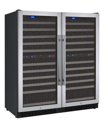 Allavino Wine & Beverage Centers Wide FlexCount II Tru-Vino 242 Bottle Four Zone Stainless Steel Side-by-Side Wine Refrigerator - 2X-VSWR121-2S20