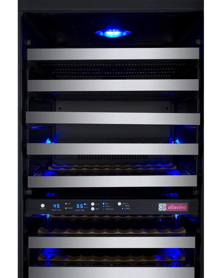 Allavino Wine & Beverage Centers Wide FlexCount II Tru-Vino 242 Bottle Four Zone Stainless Steel Side-by-Side Wine Refrigerator - 2X-VSWR121-2S20 Allavino Wine & Beverage Centers Wide FlexCount II Tru-Vino 242 Bottle Four Zone Stainless Steel Side-by-Side Wine Refrigerator - 2X-VSWR121-2S20
