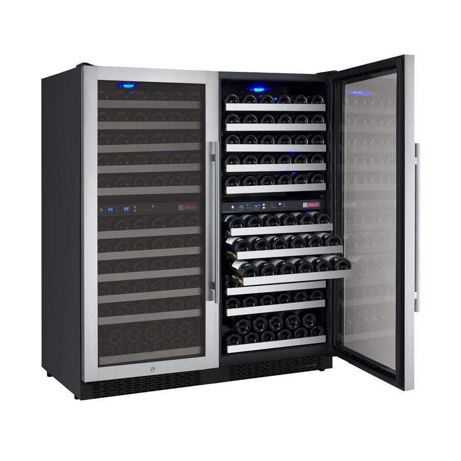 Allavino Wine & Beverage Centers Wide FlexCount II Tru-Vino 242 Bottle Four Zone Stainless Steel Side-by-Side Wine Refrigerator - 2X-VSWR121-2S20 Allavino Wine & Beverage Centers Wide FlexCount II Tru-Vino 242 Bottle Four Zone Stainless Steel Side-by-Side Wine Refrigerator - 2X-VSWR121-2S20