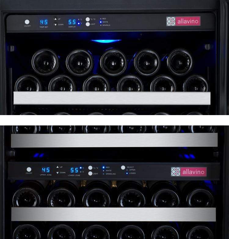 Allavino Wine & Beverage Centers Wide FlexCount II Tru-Vino 249 Bottle Three Zone Stainless Steel Side-by-Side Wine Refrigerator - 3Z-VSWR2128-S20 Allavino Wine & Beverage Centers Wide FlexCount II Tru-Vino 249 Bottle Three Zone Stainless Steel Side-by-Side Wine Refrigerator - 3Z-VSWR2128-S20