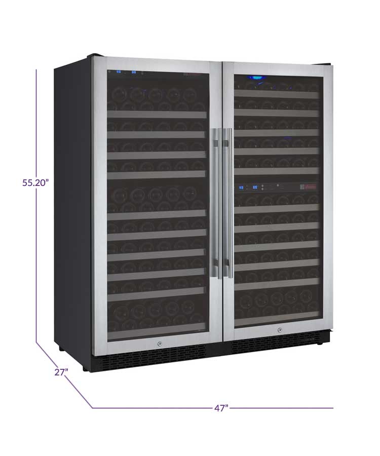 Allavino Wine & Beverage Centers Wide FlexCount II Tru-Vino 249 Bottle Three Zone Stainless Steel Side-by-Side Wine Refrigerator - 3Z-VSWR2128-S20 Allavino Wine & Beverage Centers Wide FlexCount II Tru-Vino 249 Bottle Three Zone Stainless Steel Side-by-Side Wine Refrigerator - 3Z-VSWR2128-S20