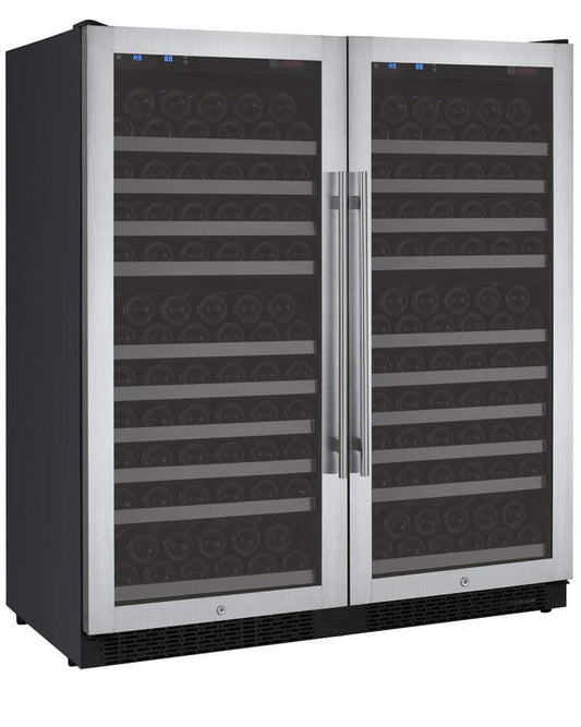 Allavino Wine & Beverage Centers Wide FlexCount II Tru-Vino 256 Bottle Dual Zone Stainless Steel Side-by-Side Wine Refrigerator - 2X-VSWR128-1S20