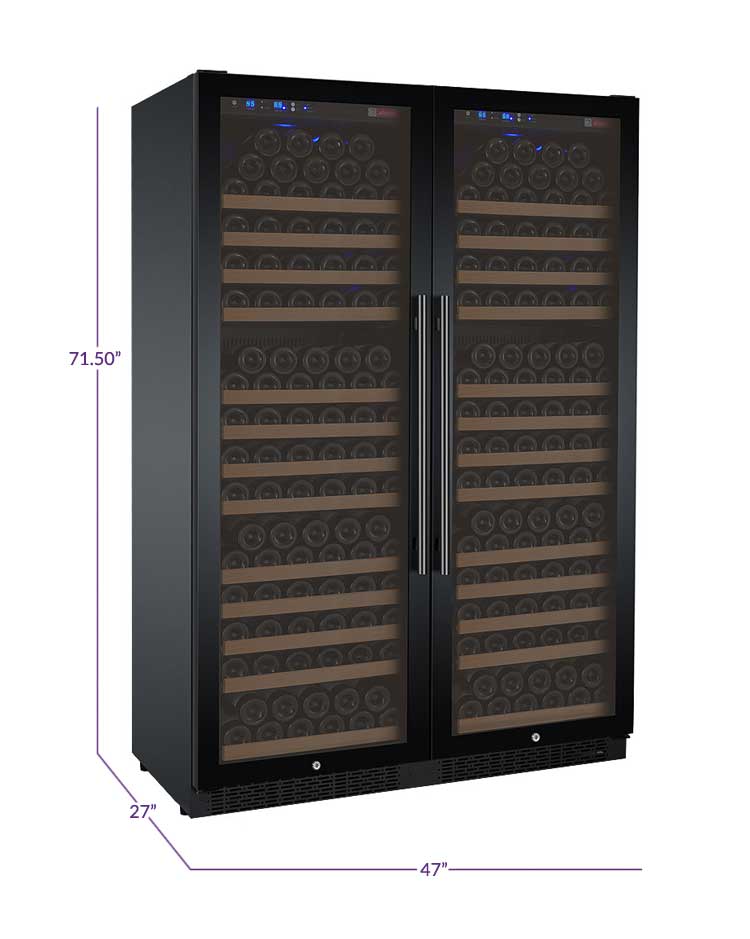 Allavino Wine & Beverage Centers Wide FlexCount II Tru-Vino 354 Bottle Dual Zone Black Side-by-Side Wine Refrigerator - 2X-VSWR177-1B20 Allavino Wine & Beverage Centers Wide FlexCount II Tru-Vino 354 Bottle Dual Zone Black Side-by-Side Wine Refrigerator - 2X-VSWR177-1B20