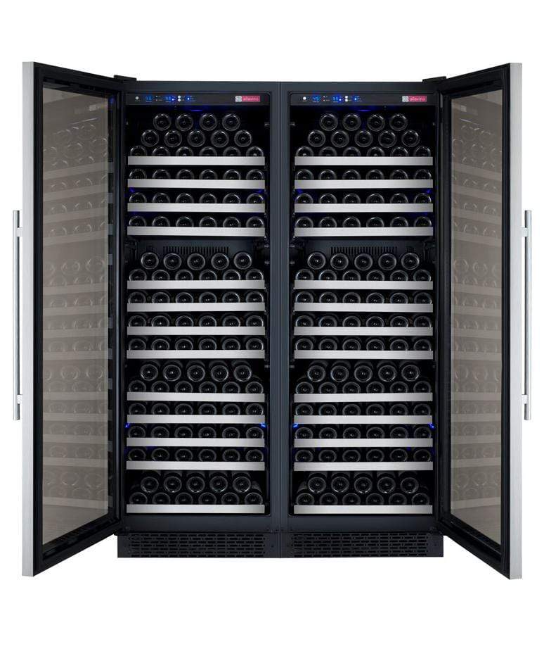 Allavino Wine & Beverage Centers Wide FlexCount II Tru-Vino 354 Bottle Dual Zone Stainless Steel Side-by-Side Wine Refrigerator - 2X-VSWR177-1S20 Allavino Wine & Beverage Centers Wide FlexCount II Tru-Vino 354 Bottle Dual Zone Stainless Steel Side-by-Side Wine Refrigerator - 2X-VSWR177-1S20