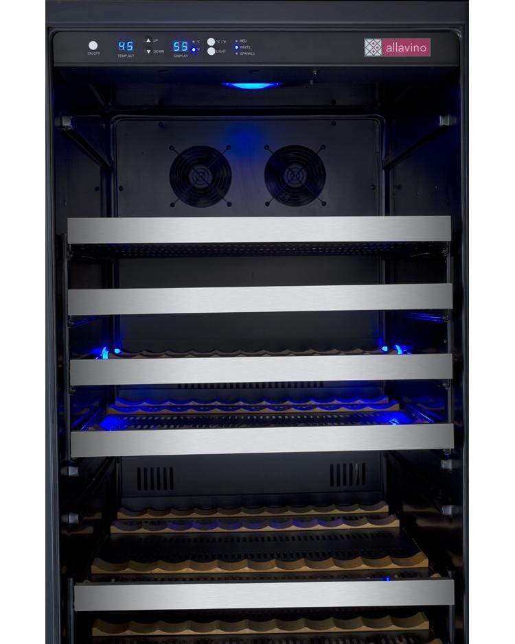 Allavino Wine & Beverage Centers Wide FlexCount II Tru-Vino 354 Bottle Dual Zone Stainless Steel Side-by-Side Wine Refrigerator - 2X-VSWR177-1S20 Allavino Wine & Beverage Centers Wide FlexCount II Tru-Vino 354 Bottle Dual Zone Stainless Steel Side-by-Side Wine Refrigerator - 2X-VSWR177-1S20