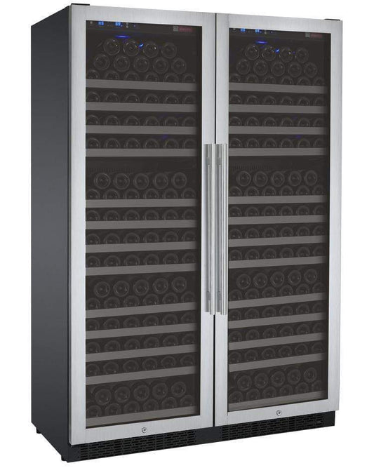 Allavino Wine & Beverage Centers Wide FlexCount II Tru-Vino 354 Bottle Dual Zone Stainless Steel Side-by-Side Wine Refrigerator - 2X-VSWR177-1S20