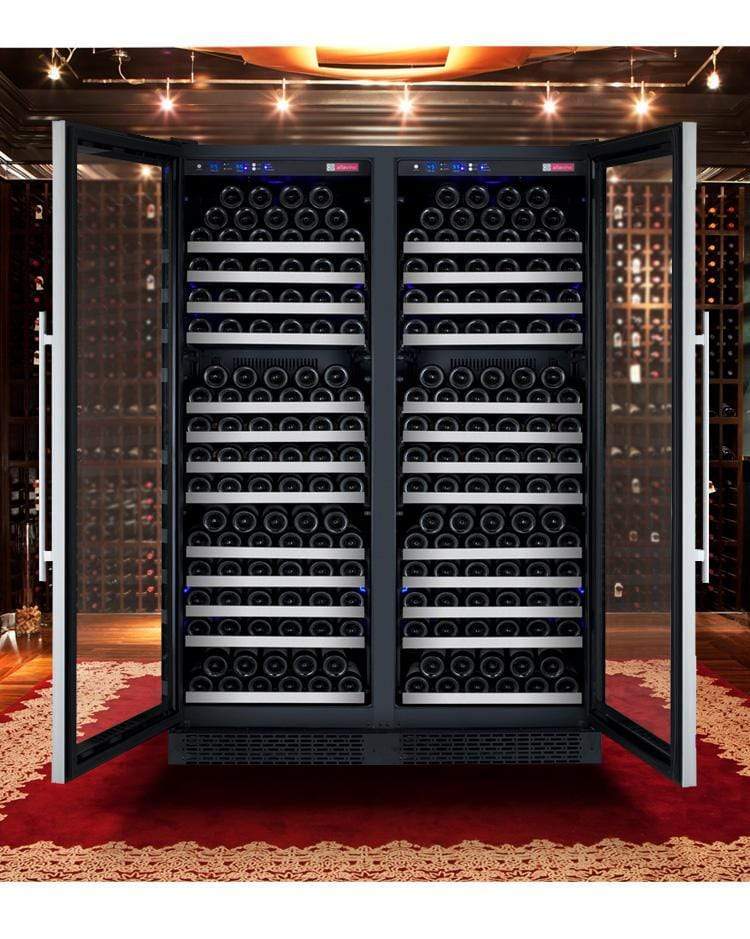 Allavino Wine & Beverage Centers Wide FlexCount II Tru-Vino 354 Bottle Dual Zone Stainless Steel Side-by-Side Wine Refrigerator - 2X-VSWR177-1S20 Allavino Wine & Beverage Centers Wide FlexCount II Tru-Vino 354 Bottle Dual Zone Stainless Steel Side-by-Side Wine Refrigerator - 2X-VSWR177-1S20