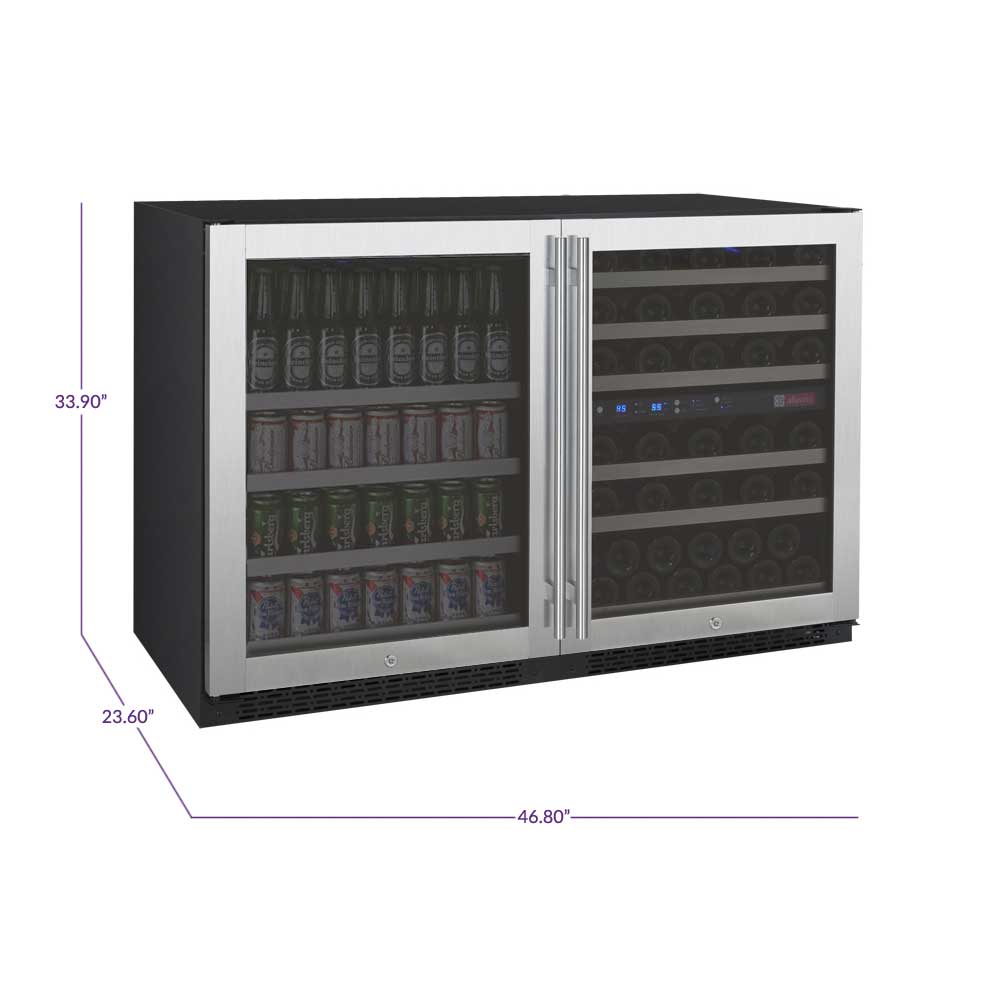 Allavino Wine & Beverage Centers Wide FlexCount II Tru-Vino 56 Bottle/124 Can Stainless Steel Side-by-Side Wine Refrigerator/Beverage Center - 3Z-VSWB24-3S20 Allavino Wine & Beverage Centers Wide FlexCount II Tru-Vino 56 Bottle/124 Can Stainless Steel Side-by-Side Wine Refrigerator/Beverage Center - 3Z-VSWB24-3S20
