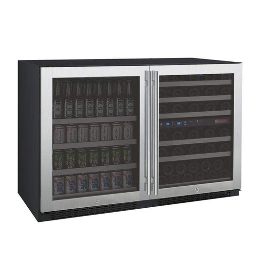 Allavino Wine & Beverage Centers Wide FlexCount II Tru-Vino 56 Bottle/124 Can Stainless Steel Side-by-Side Wine Refrigerator/Beverage Center - 3Z-VSWB24-3S20