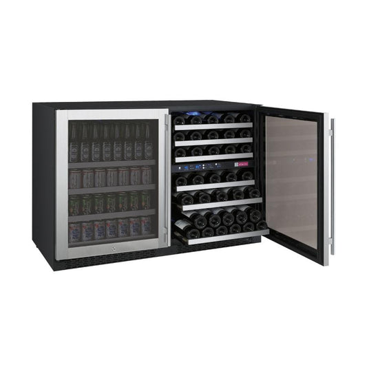 Allavino Wine & Beverage Centers Wide FlexCount II Tru-Vino 56 Bottle/124 Can Stainless Steel Side-by-Side Wine Refrigerator/Beverage Center - 3Z-VSWB24-3S20