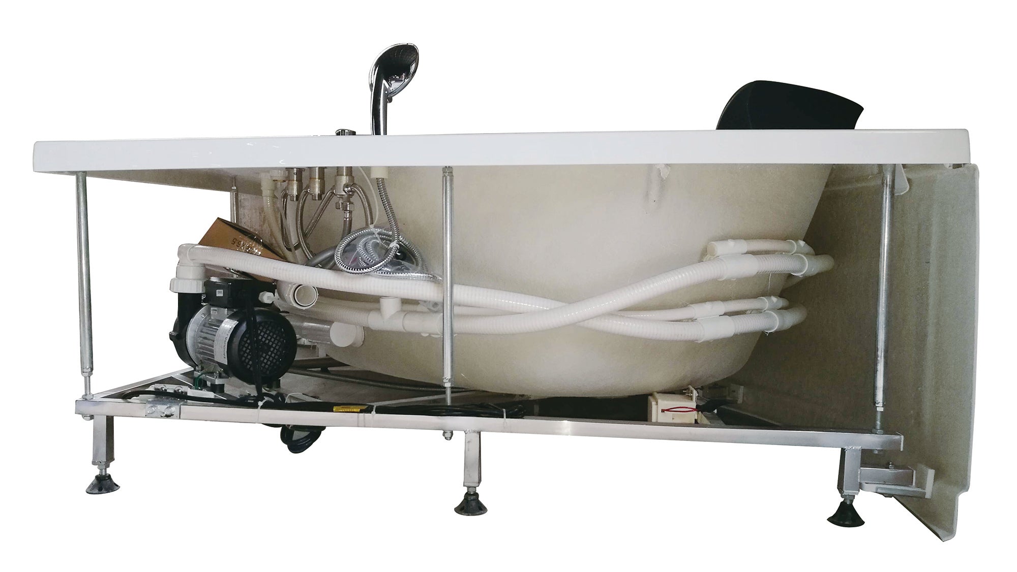 EAGO - 5' Rounded Modern Double Seat Corner Whirlpool Bath Tub with Fixtures | AM200 EAGO - 5' Rounded Modern Double Seat Corner Whirlpool Bath Tub with Fixtures | AM200