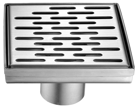 ALFI Brand - 5" x 5" Modern Square Stainless Steel Shower Drain with Groove Holes | ABSD55C-BSS