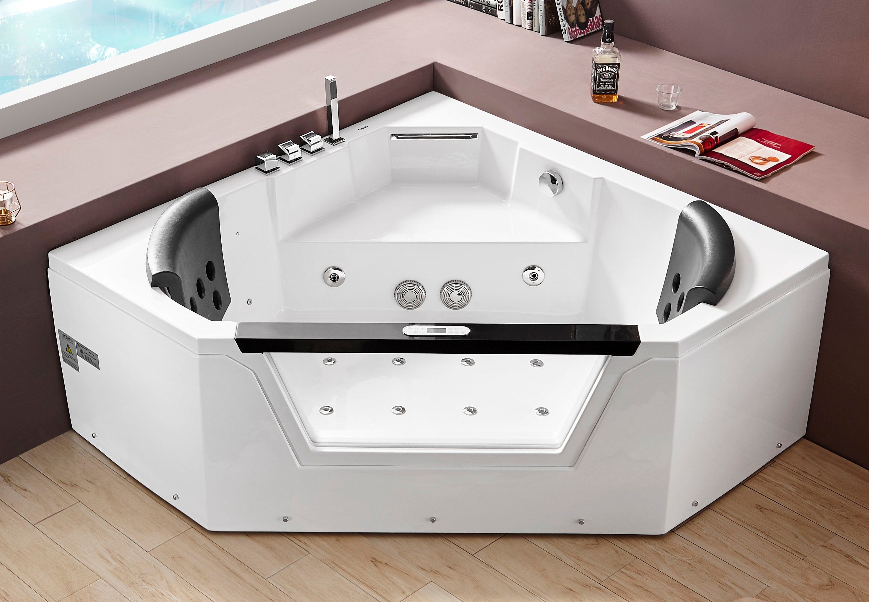 EAGO - 5 ft Clear Corner Acrylic Whirlpool Bathtub for Two | AM156ETL EAGO - 5 ft Clear Corner Acrylic Whirlpool Bathtub for Two | AM156ETL