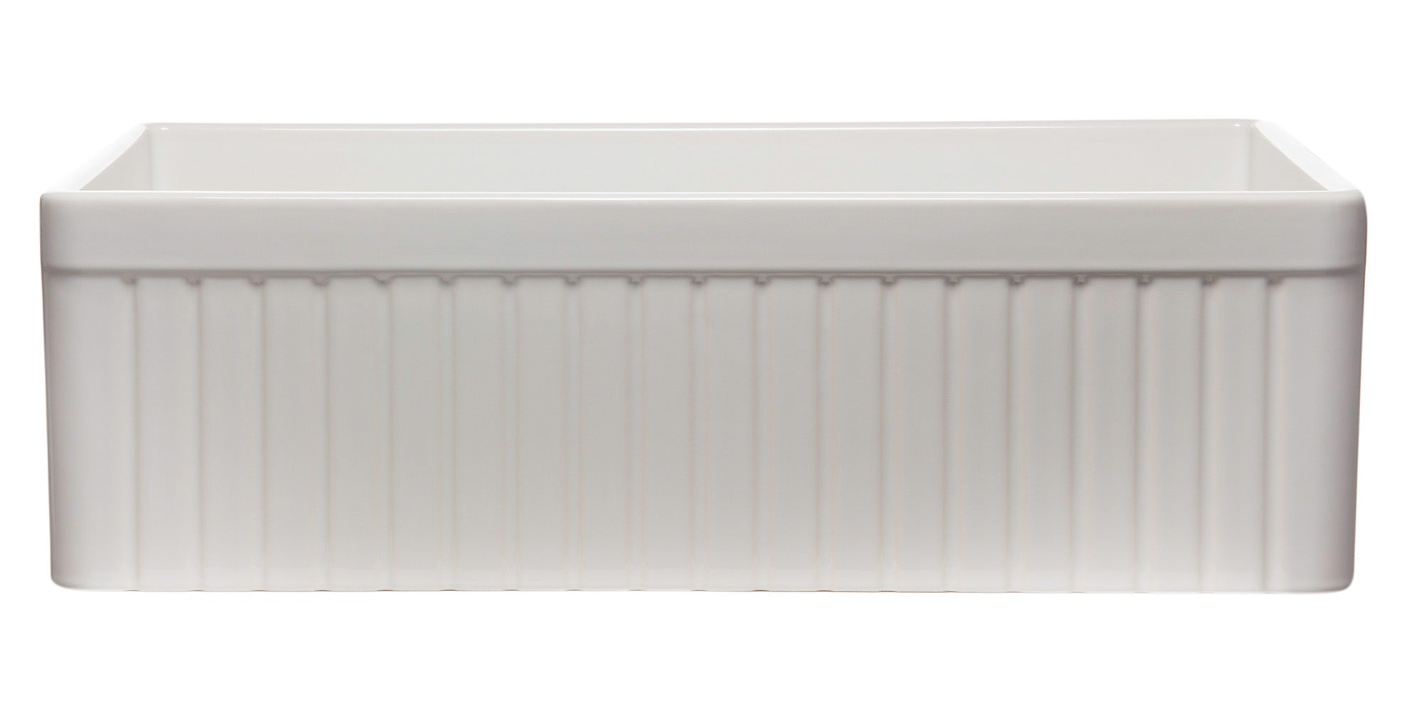 ALFI Brand - 33" White Single Bowl Fluted Apron Fireclay Farm Sink | AB532-W ALFI Brand - 33" White Single Bowl Fluted Apron Fireclay Farm Sink | AB532-W