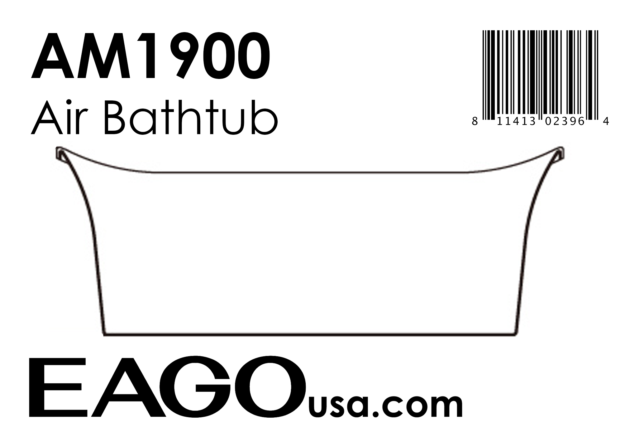 EAGO - 74" White Free Standing Air Bubble Bathtub | AM1900 EAGO - 74" White Free Standing Air Bubble Bathtub | AM1900