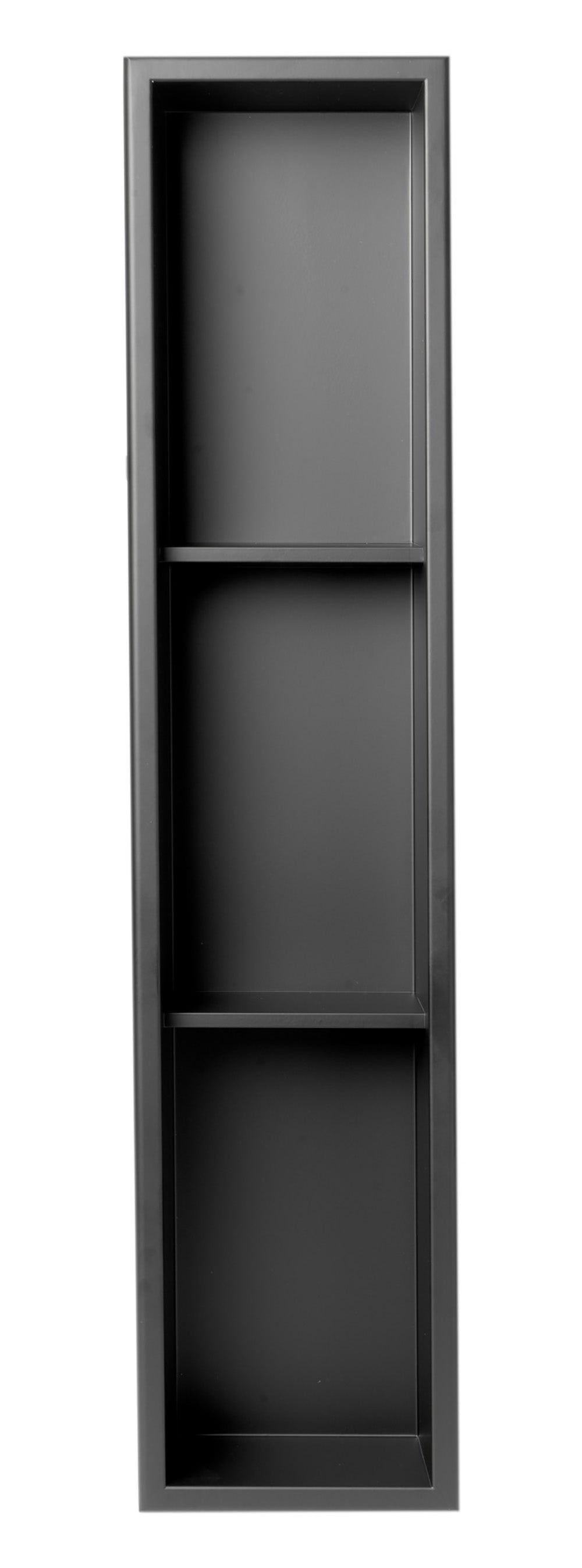 ALFI Brand - 8" x 36" Black Matte Stainless Steel Vertical Triple Shelf Bath Shower Niche | ABNC0836-BLA ALFI Brand - 8" x 36" Black Matte Stainless Steel Vertical Triple Shelf Bath Shower Niche | ABNC0836-BLA