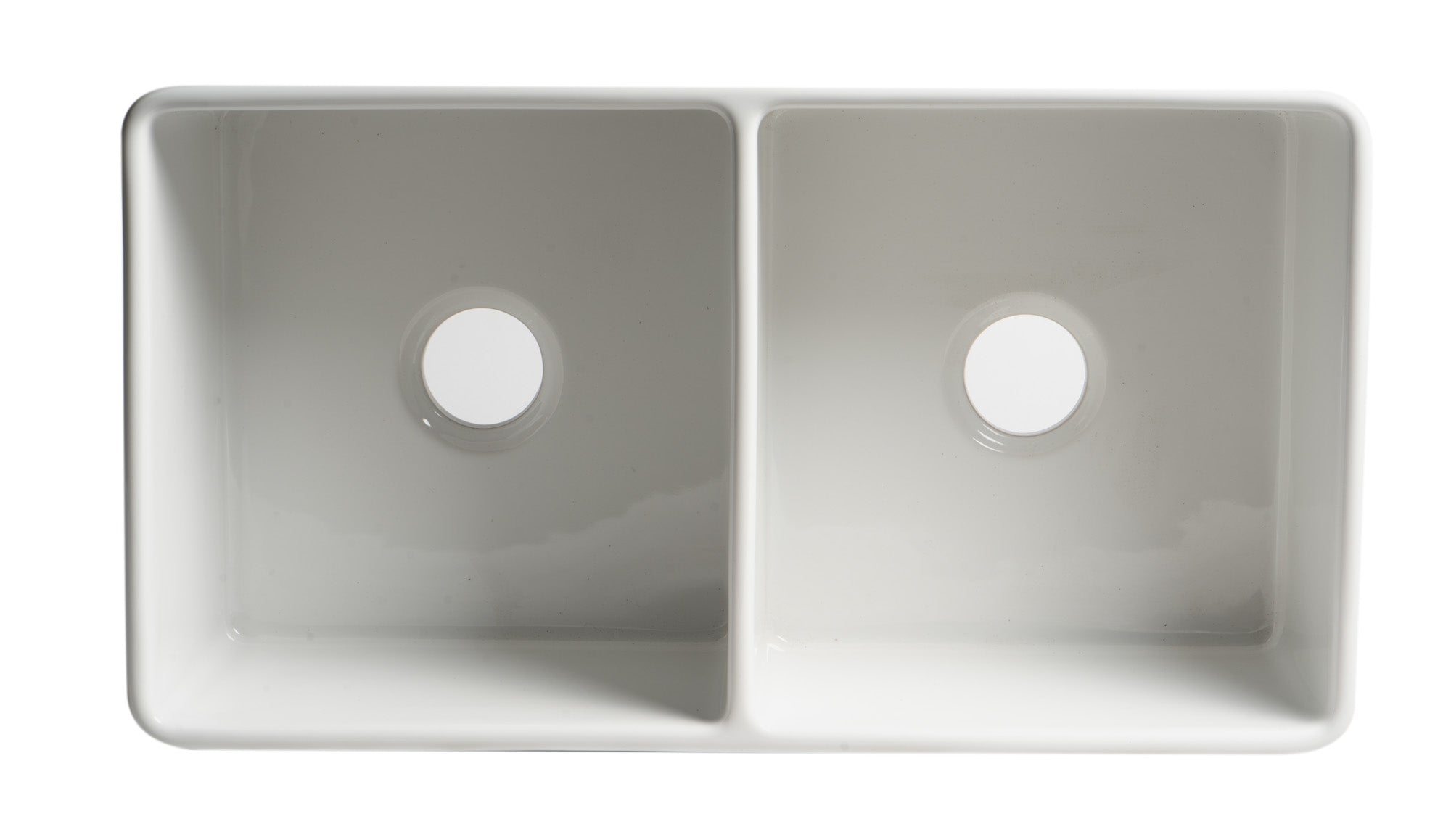 ALFI Brand - White Smooth Apron 33" x 18" Double Bowl Fireclay Farm Sink | ABF3318D-W ALFI Brand - White Smooth Apron 33" x 18" Double Bowl Fireclay Farm Sink | ABF3318D-W