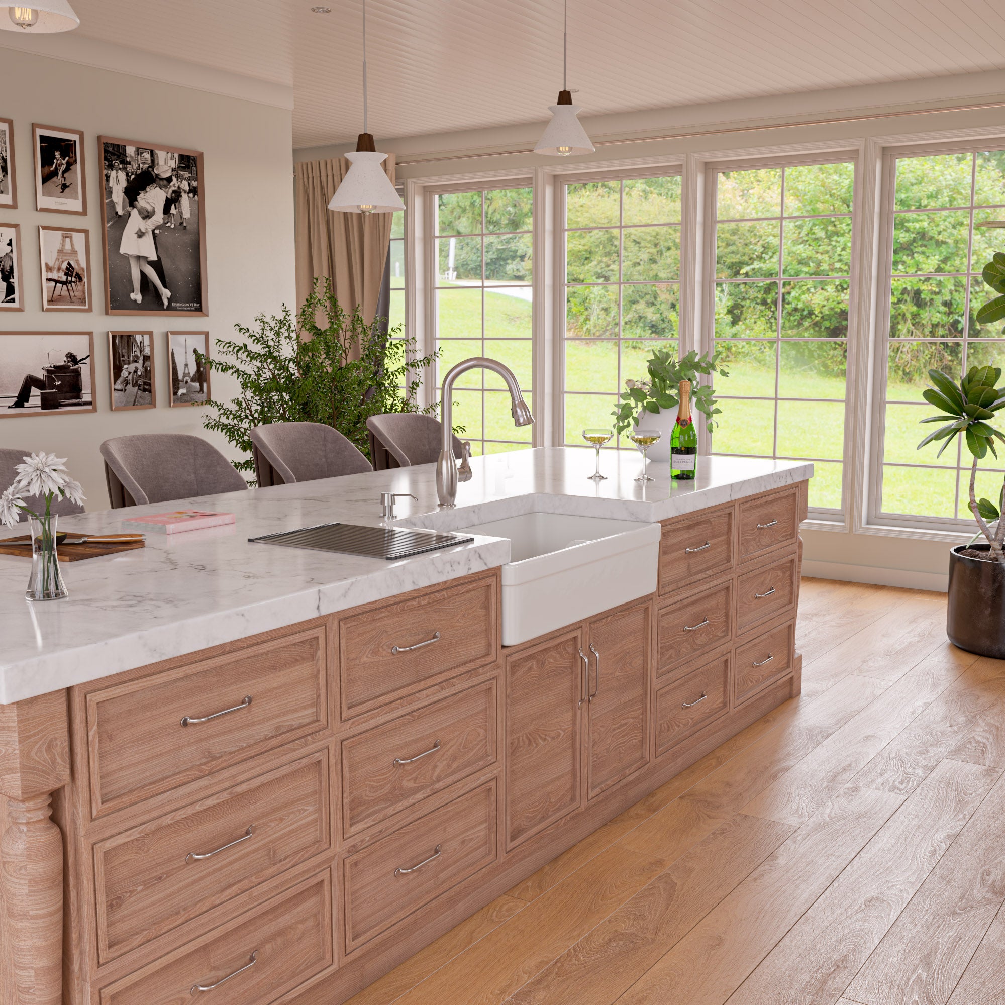 ALFI Brand - White 32" Short Wall Double Bowl Lip Apron Fireclay Farmhouse Kitchen Sink | AB5123-W ALFI Brand - White 32" Short Wall Double Bowl Lip Apron Fireclay Farmhouse Kitchen Sink | AB5123-W
