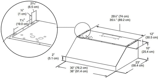 Elica - SORA - Comfort - 36" W x 23" D x 10" H, Stainless - UNDERCABINET HOODS | ESR436S1