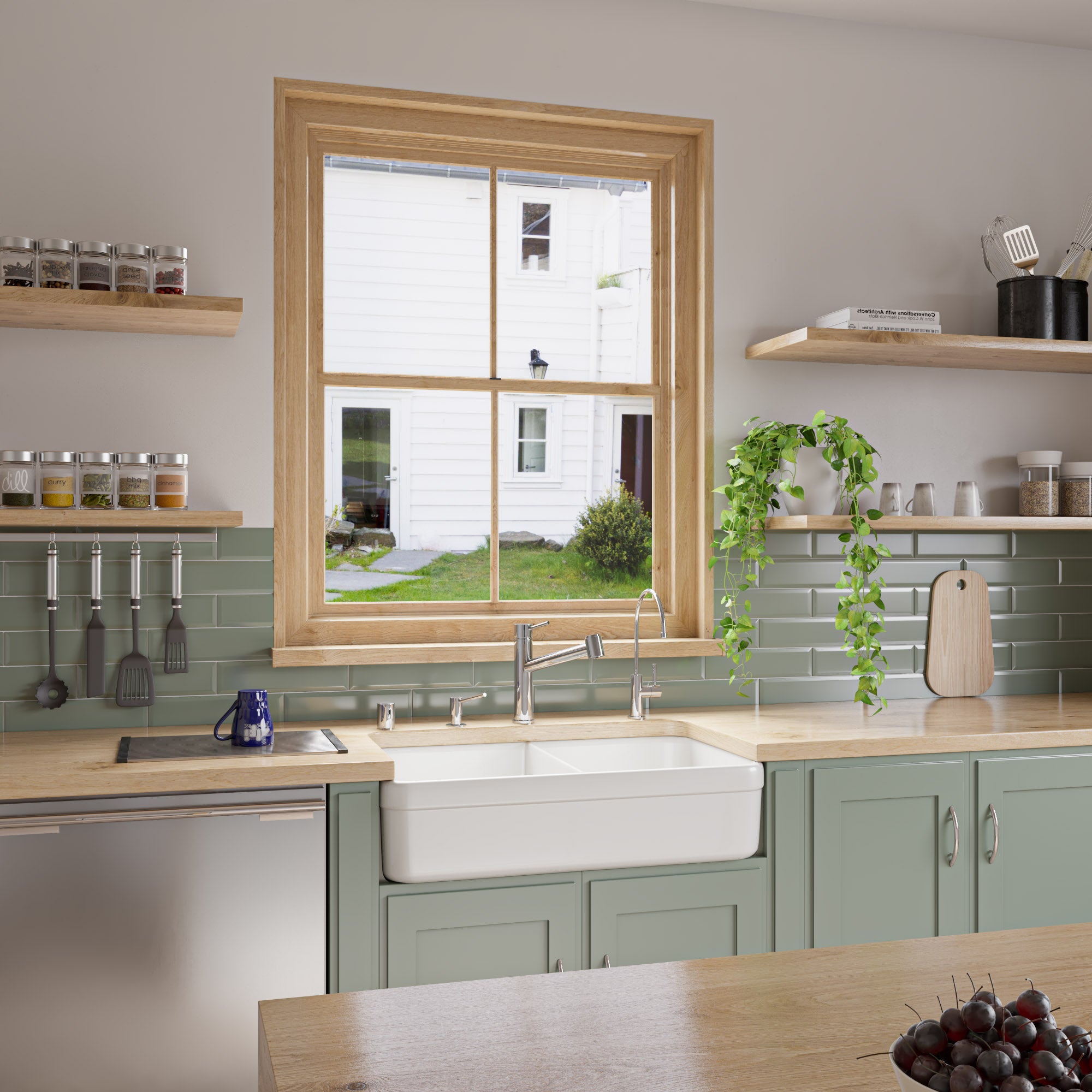 ALFI Brand - White 32" Double Bowl Lip Apron Fireclay Farmhouse Kitchen Sink with 1 3/4" Lip | AB512-W ALFI Brand - White 32" Double Bowl Lip Apron Fireclay Farmhouse Kitchen Sink with 1 3/4" Lip | AB512-W