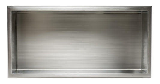 ALFI Brand - 24 x 12 Brushed Stainless Steel Horizontal Single Shelf Bath Shower Niche | ABN2412-BSS