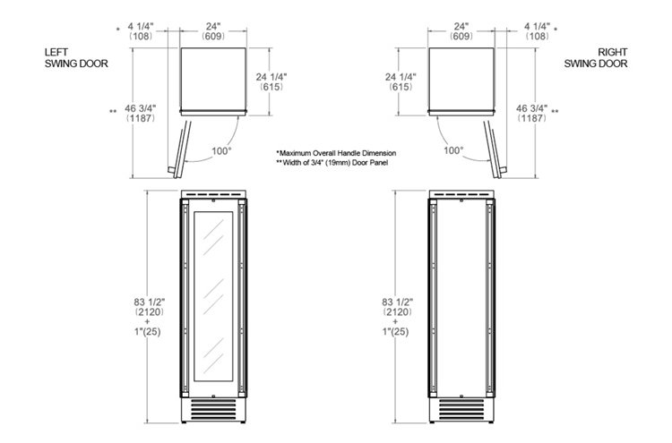 Bertazzoni | 24" Built-in Wine Cellar column - Panel Ready - Right swing door | REF24WCPRR Bertazzoni | 24" Built-in Wine Cellar column - Panel Ready - Right swing door | REF24WCPRR