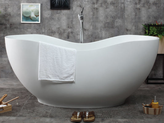 ALFI Brand - 66" White Solid Surface Smooth Resin Soaking Bathtub | AB9949
