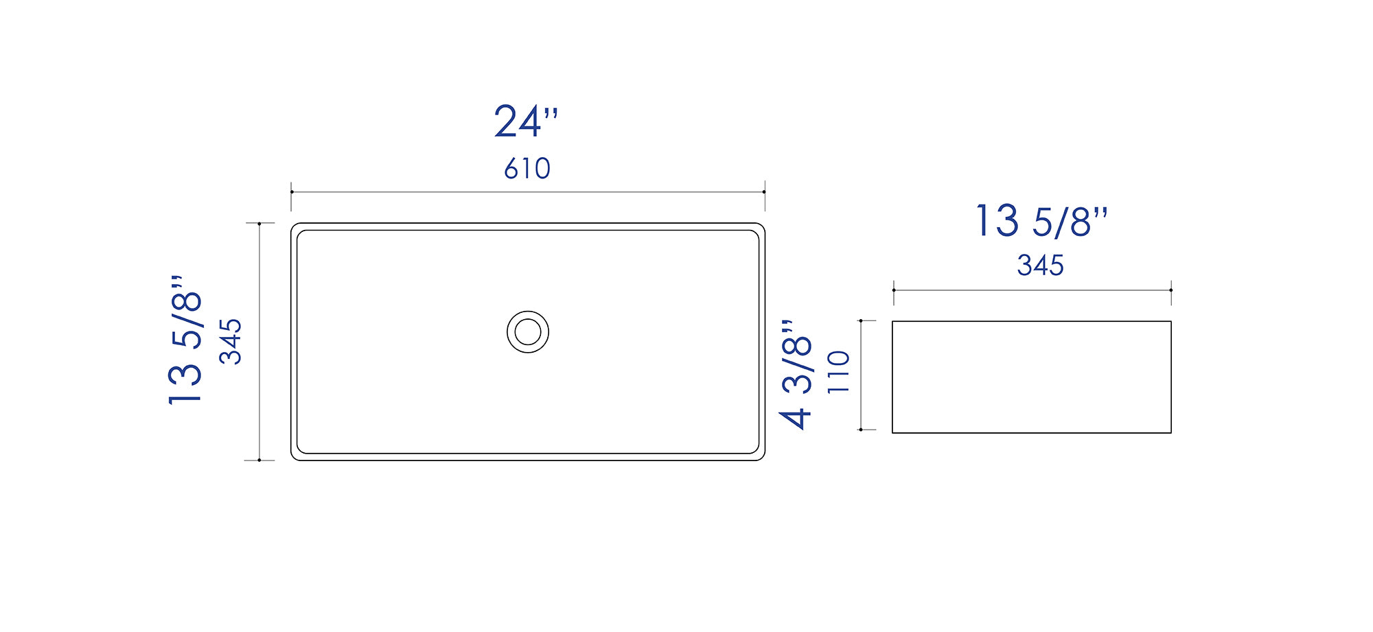 ALFI Brand - White 24" Modern Rectangular Above Mount Ceramic Sink | ABC902-W ALFI Brand - White 24" Modern Rectangular Above Mount Ceramic Sink | ABC902-W