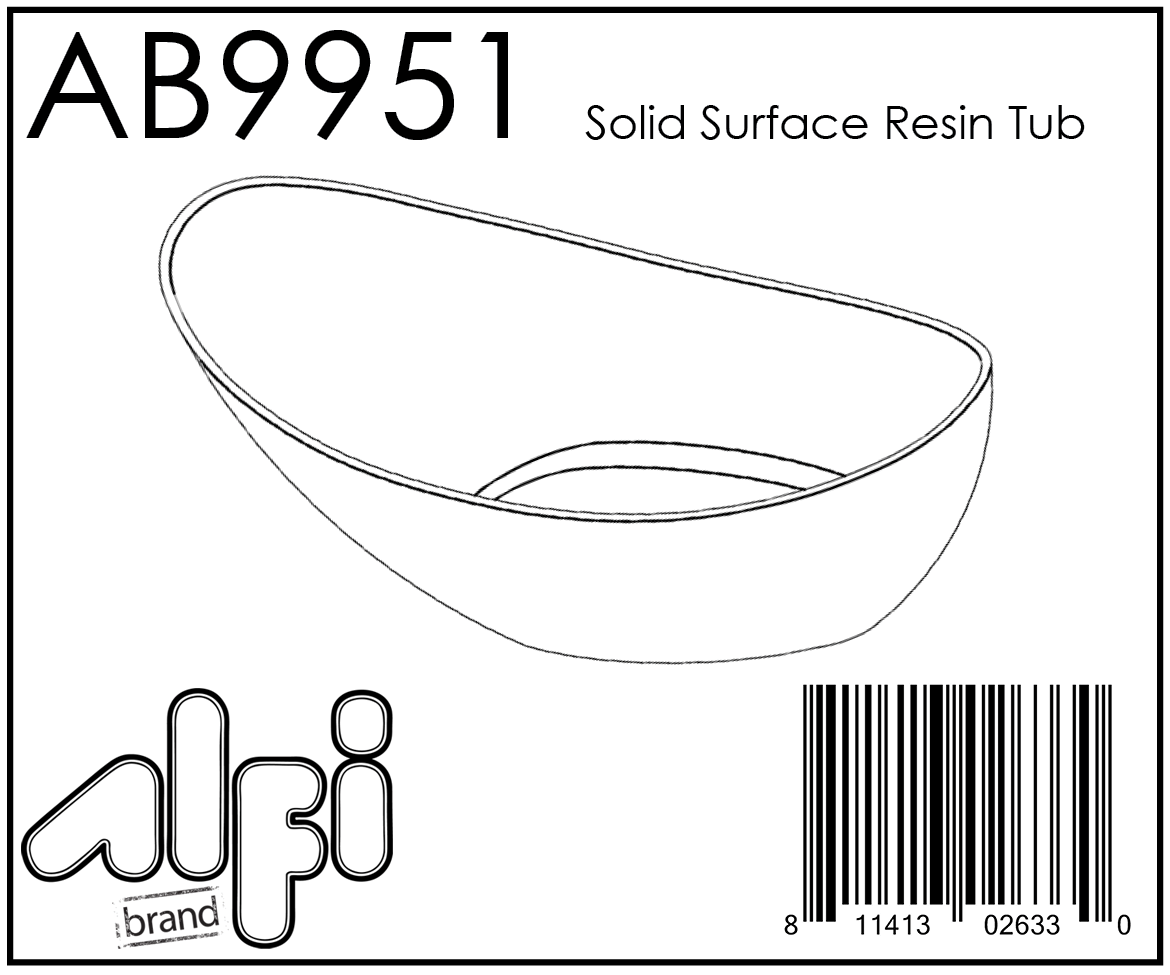 ALFI Brand - 73" White Solid Surface Smooth Resin Soaking Slipper Bathtub | AB9951 ALFI Brand - 73" White Solid Surface Smooth Resin Soaking Slipper Bathtub | AB9951