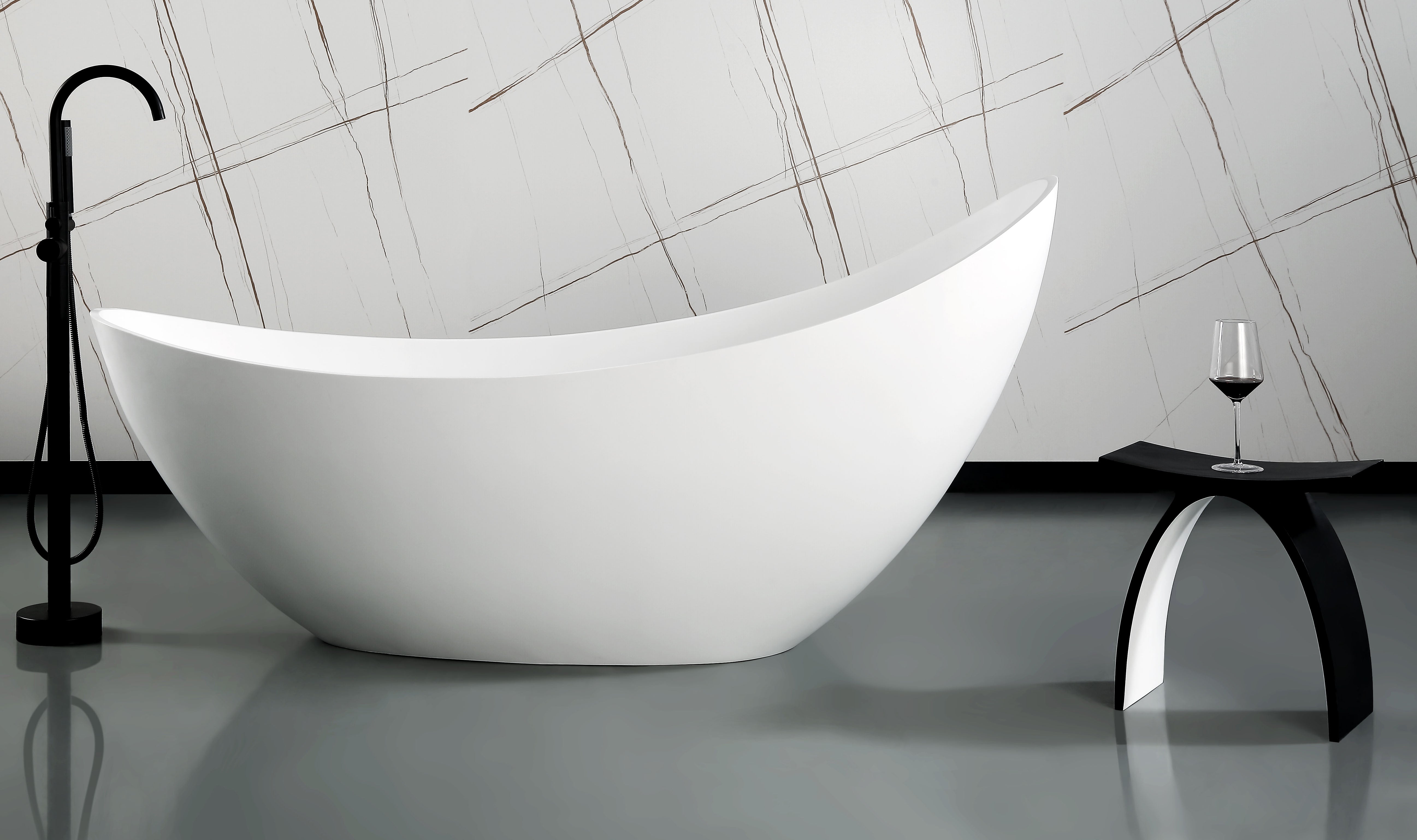 ALFI Brand - Black Matte Arched Solid Surface Resin Bathroom / Shower Stool | ABST77BM ALFI Brand - Black Matte Arched Solid Surface Resin Bathroom / Shower Stool | ABST77BM