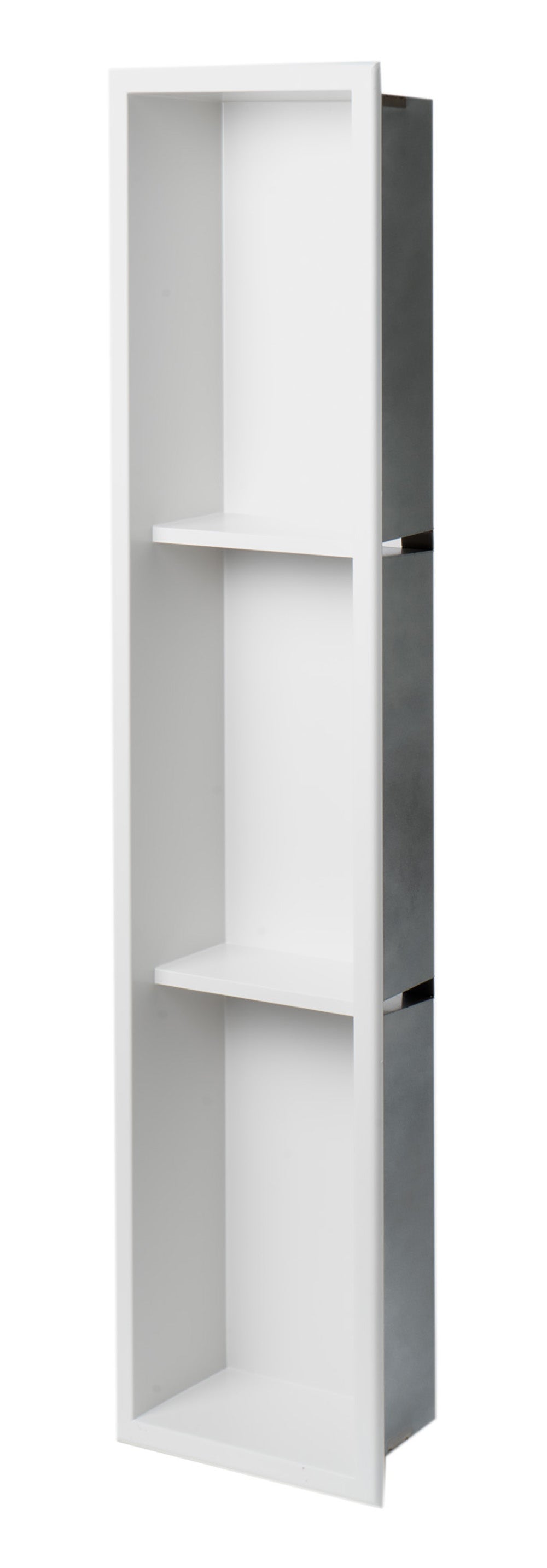 ALFI Brand - 8" x 36" White Matte Stainless Steel Vertical Triple Shelf Bath Shower Niche | ABNC0836-W ALFI Brand - 8" x 36" White Matte Stainless Steel Vertical Triple Shelf Bath Shower Niche | ABNC0836-W