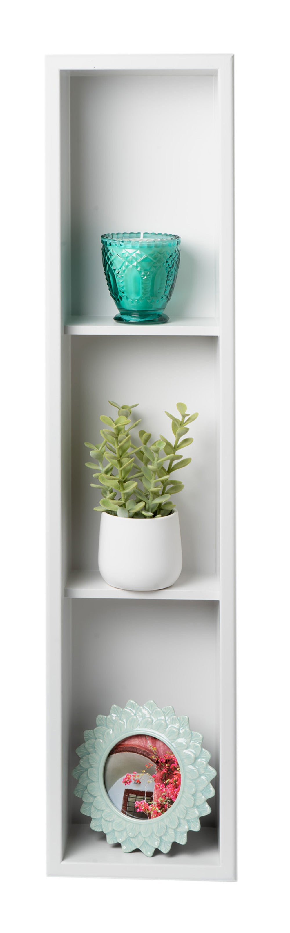 ALFI Brand - 8" x 36" White Matte Stainless Steel Vertical Triple Shelf Bath Shower Niche | ABNC0836-W ALFI Brand - 8" x 36" White Matte Stainless Steel Vertical Triple Shelf Bath Shower Niche | ABNC0836-W