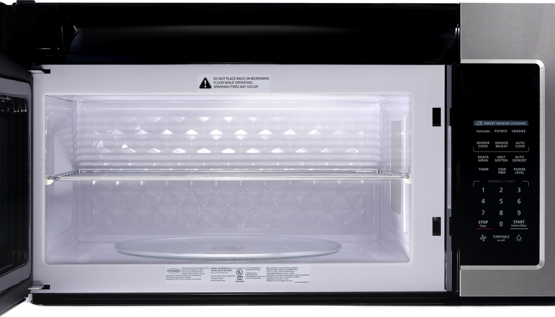 Cosmo - COS-3019ORM2SS 30 in Over the Range Microwave Oven with 1.9 cu. ft. Capacity | COS-3019ORM2SS Cosmo - COS-3019ORM2SS 30 in Over the Range Microwave Oven with 1.9 cu. ft. Capacity | COS-3019ORM2SS