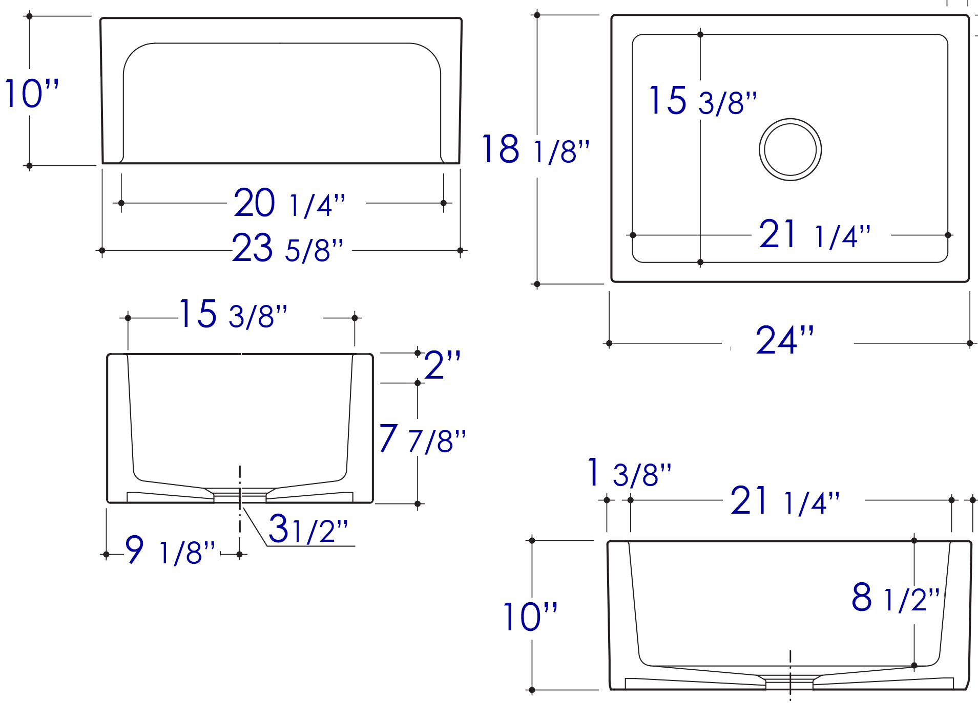 ALFI Brand - 24" Biscuit Arched Apron Thick Wall Fireclay Single Bowl Farm Sink | AB2418ARCH-B ALFI Brand - 24" Biscuit Arched Apron Thick Wall Fireclay Single Bowl Farm Sink | AB2418ARCH-B