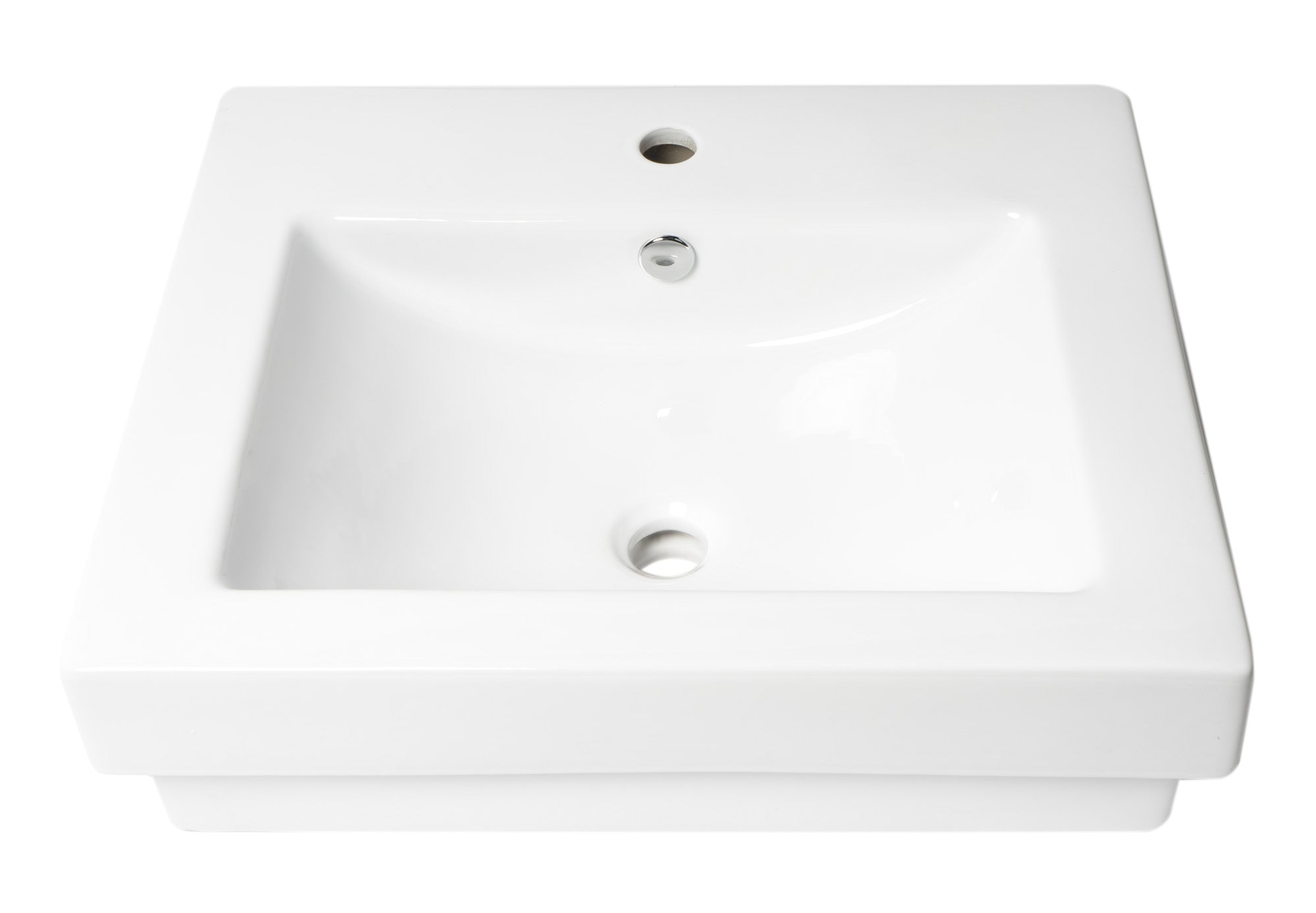 ALFI Brand - White 24" Rectangular Semi Recessed Ceramic Sink with Faucet Hole | ABC701 ALFI Brand - White 24" Rectangular Semi Recessed Ceramic Sink with Faucet Hole | ABC701