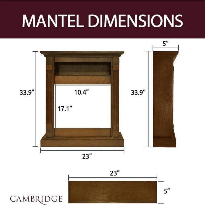 Cambridge Cambridge Sienna 34-In. Electric Fireplace Heater with Walnut Mantel, Enhanced Log Display, Multi-Color Flames, and Remote Control, Cambridge Cambridge Sienna 34-In. Electric Fireplace Heater with Walnut Mantel, Enhanced Log Display, Multi-Color Flames, and Remote Control,