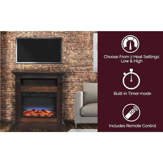 Cambridge Cambridge Sienna 34 In. Electric Fireplace w/ 1500W Log Insert and Walnut Mantel Cambridge Cambridge Sienna 34 In. Electric Fireplace w/ 1500W Log Insert and Walnut Mantel